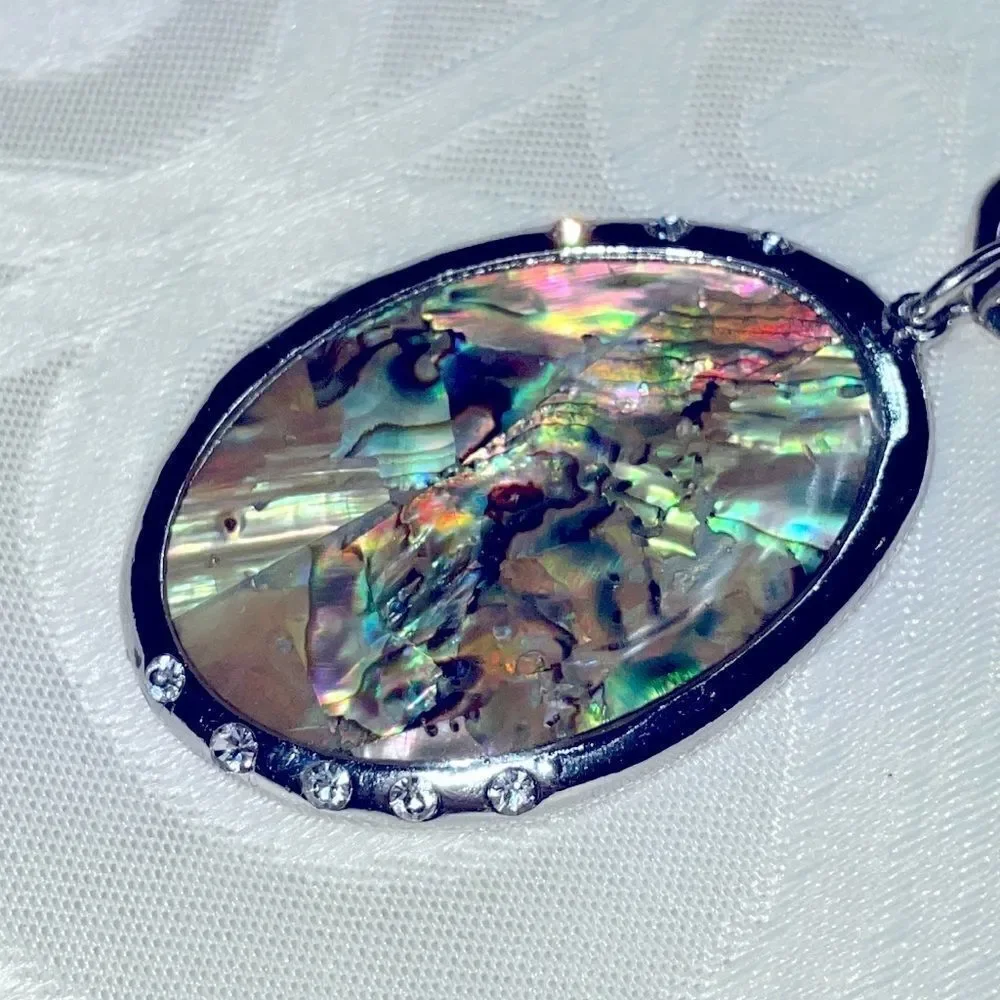 Erica Lyons adjustable abalone pendant necklace & drop earrings set